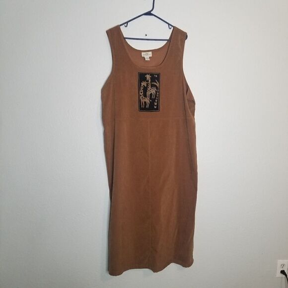 Jungle Jumper Plus Size Brown Giraffe Dress 3X - Picture 2 of 6